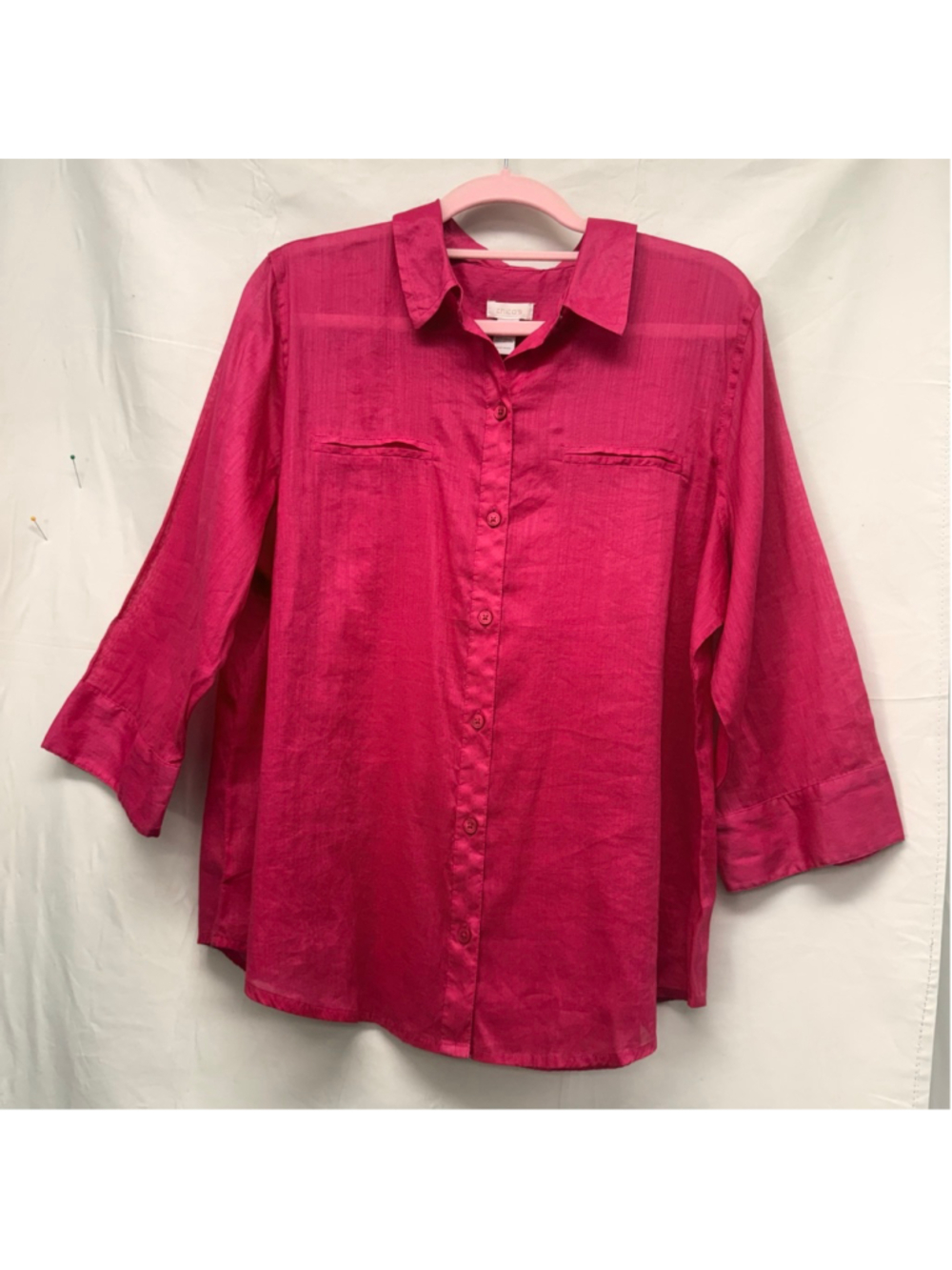 Women's Chico's Pink Button Down Shirt Size 2 (L)